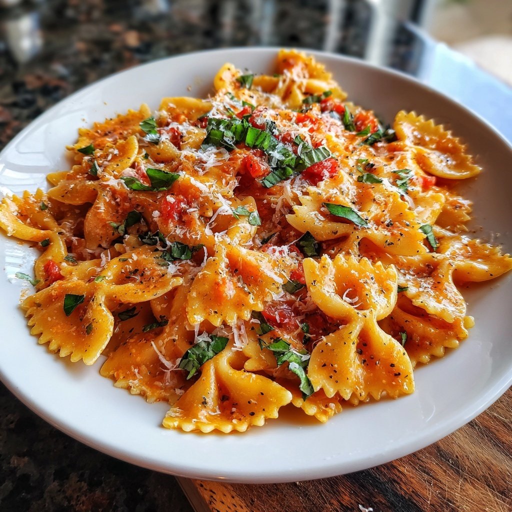 Bow Tie Pasta With Creamy Tomato Sauce