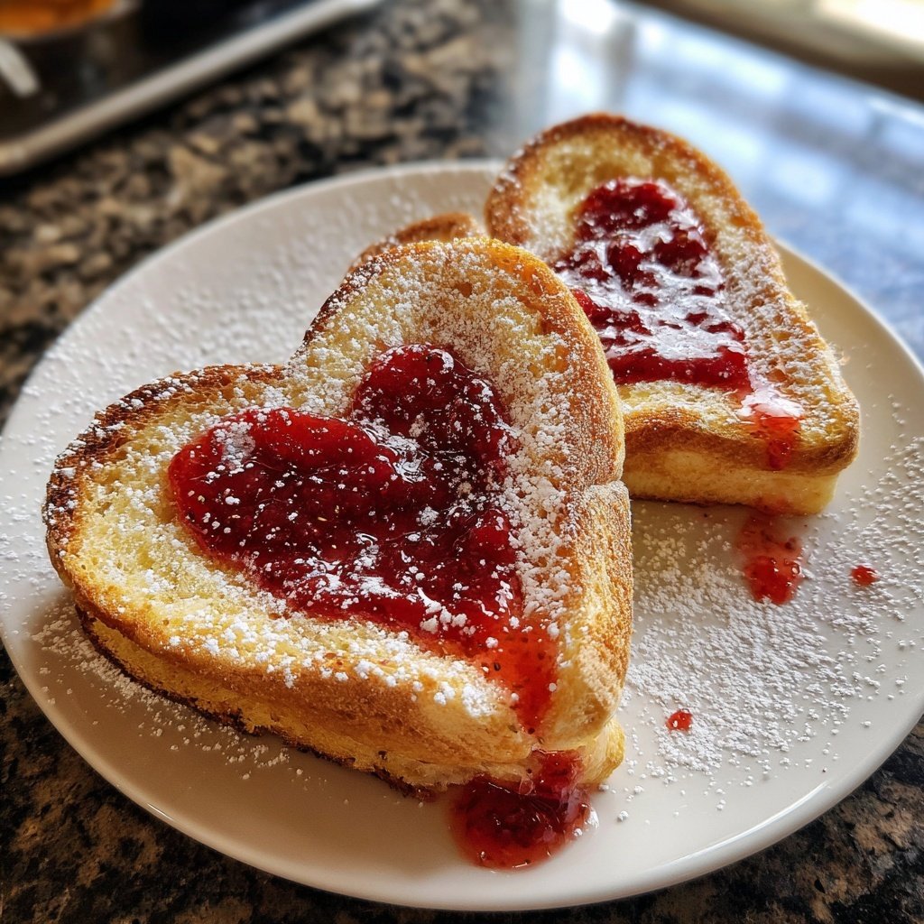 Valentine Breakfast Heart Shaped Toasts