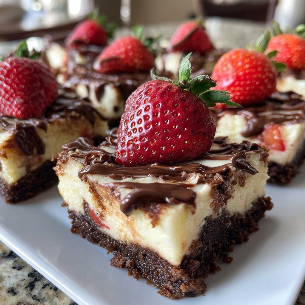 Chocolate Strawberry Cheesecake Bars